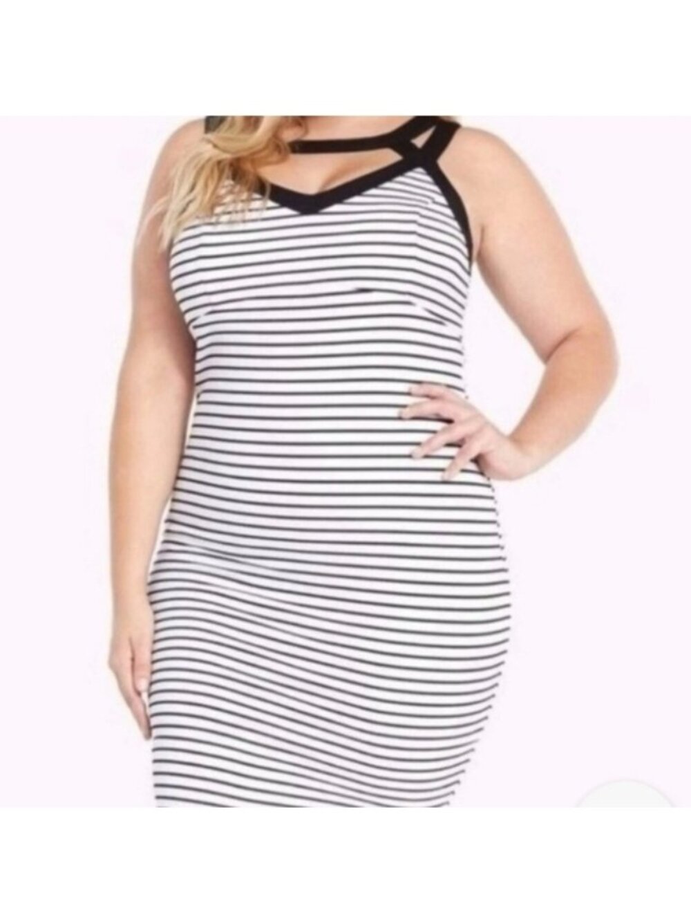 Torrid Black White Striped Textured Bodycon Dress